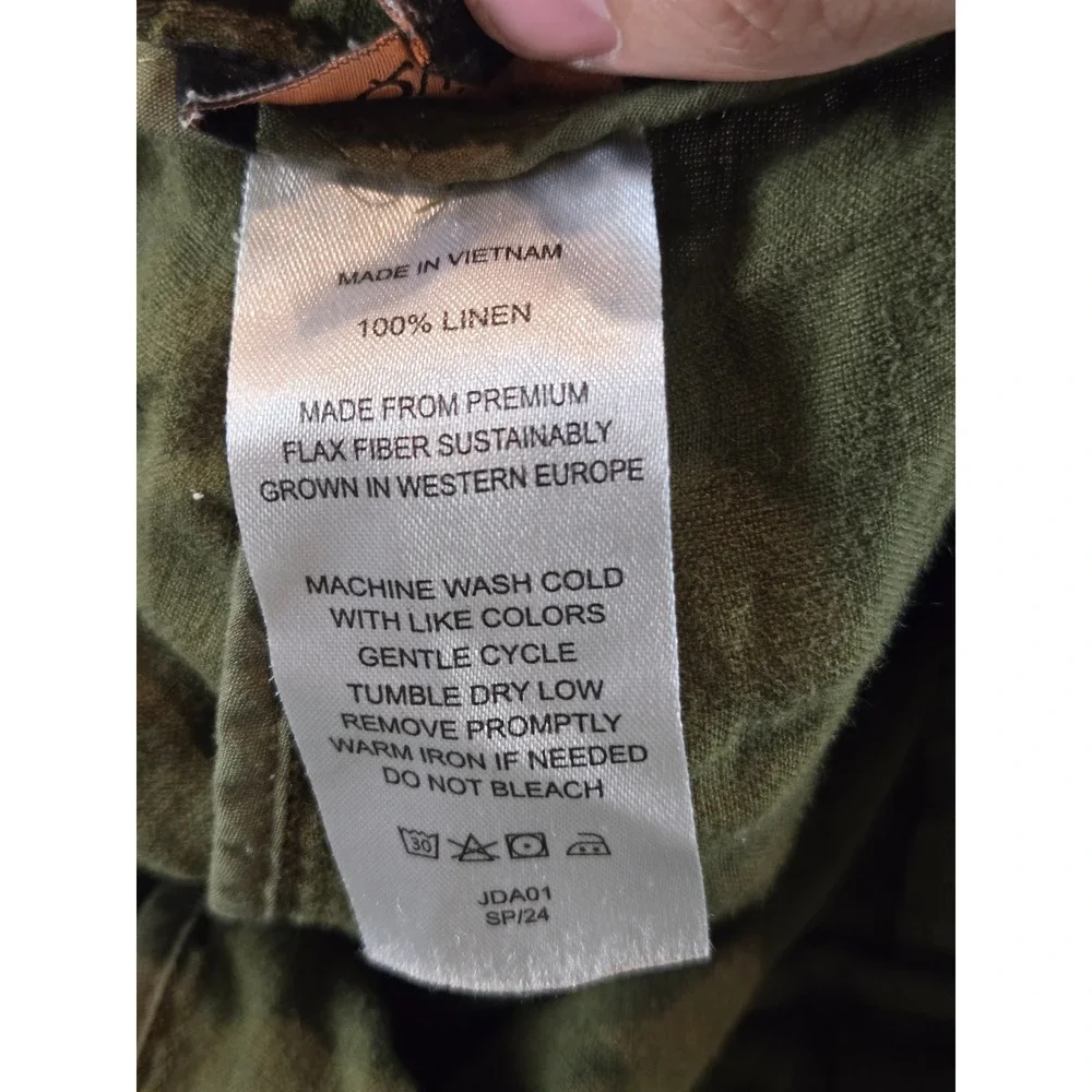 Quince Pants Women XL Olive Green 100% European Flax Linen Tapered Relax Stretch